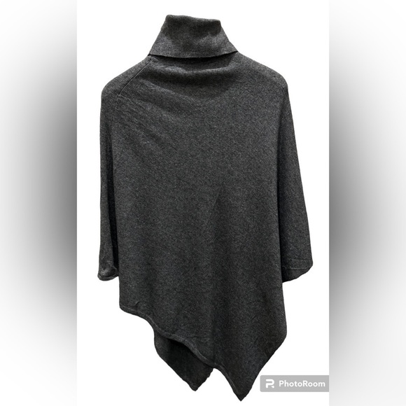 Hand knit NWT Grey Cashmere Poncho Sz M - Picture 3 of 9